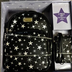 New Madden Girl Starry Black Mini Backpack and Wallet Set